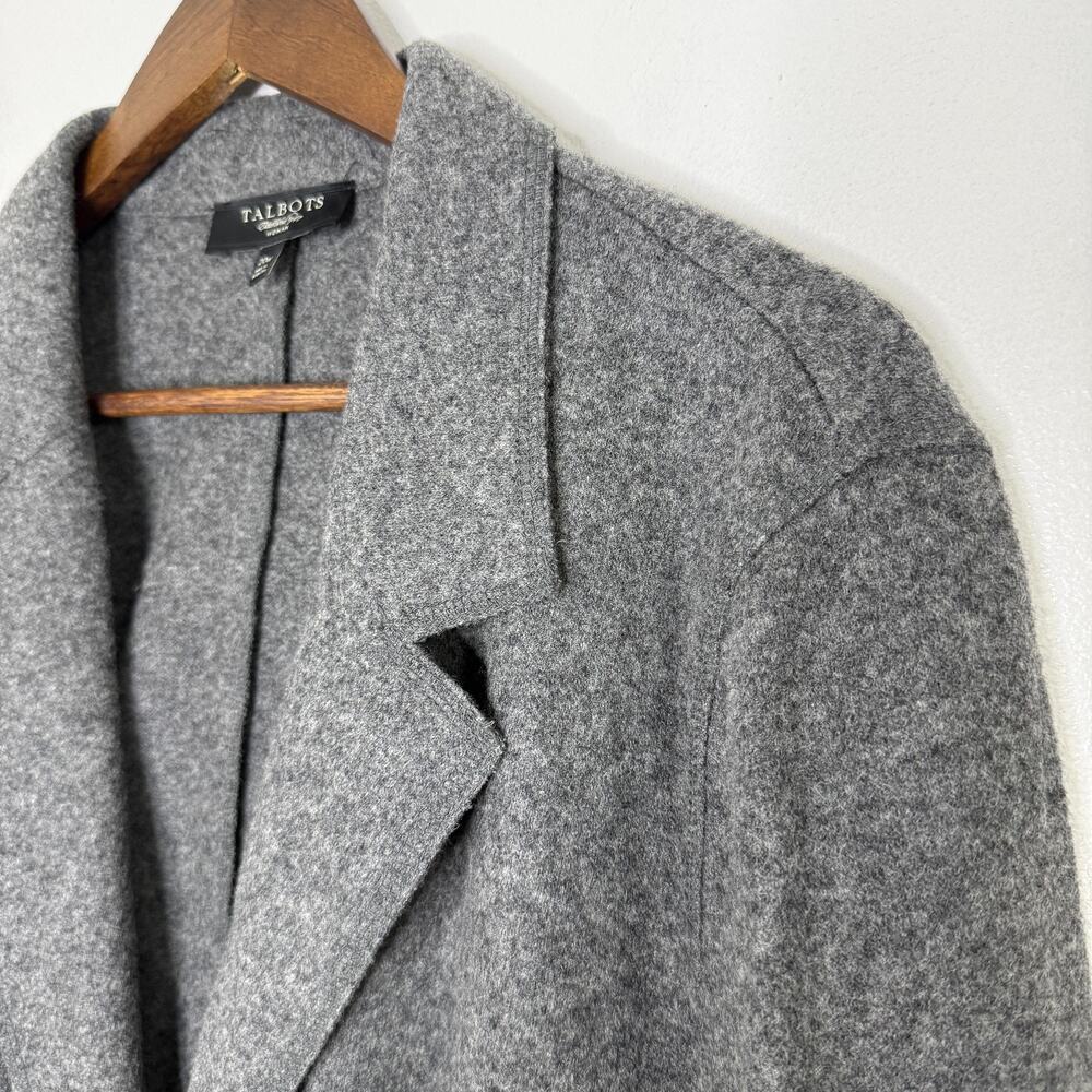 Talbots Blazer Womens 20W Gray Wool Single Button Unlined Career Jacket